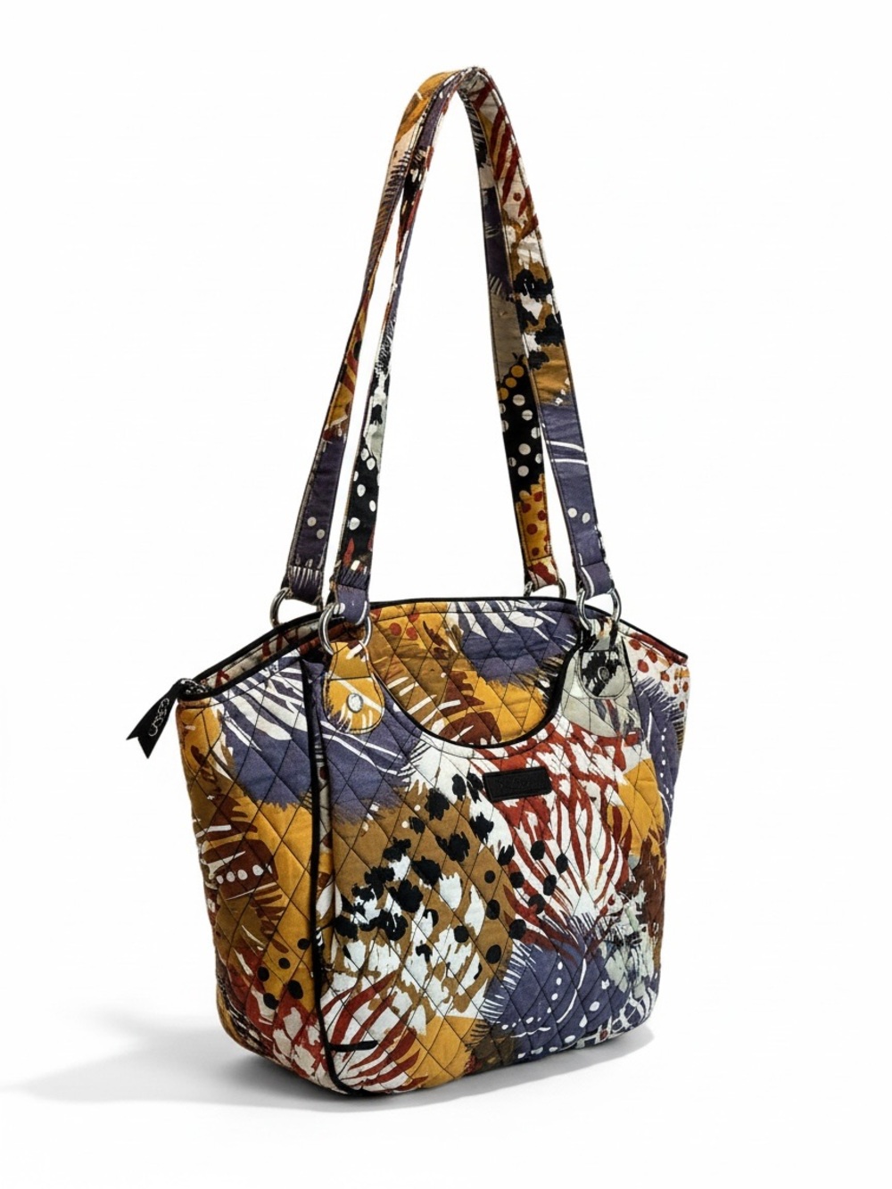 Vera Bradley Glenna Satchel Painted Feathers Quilted Shoulder Bag